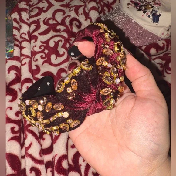 Lele Sadoughi headband burgundy embellished - Picture 1 of 6